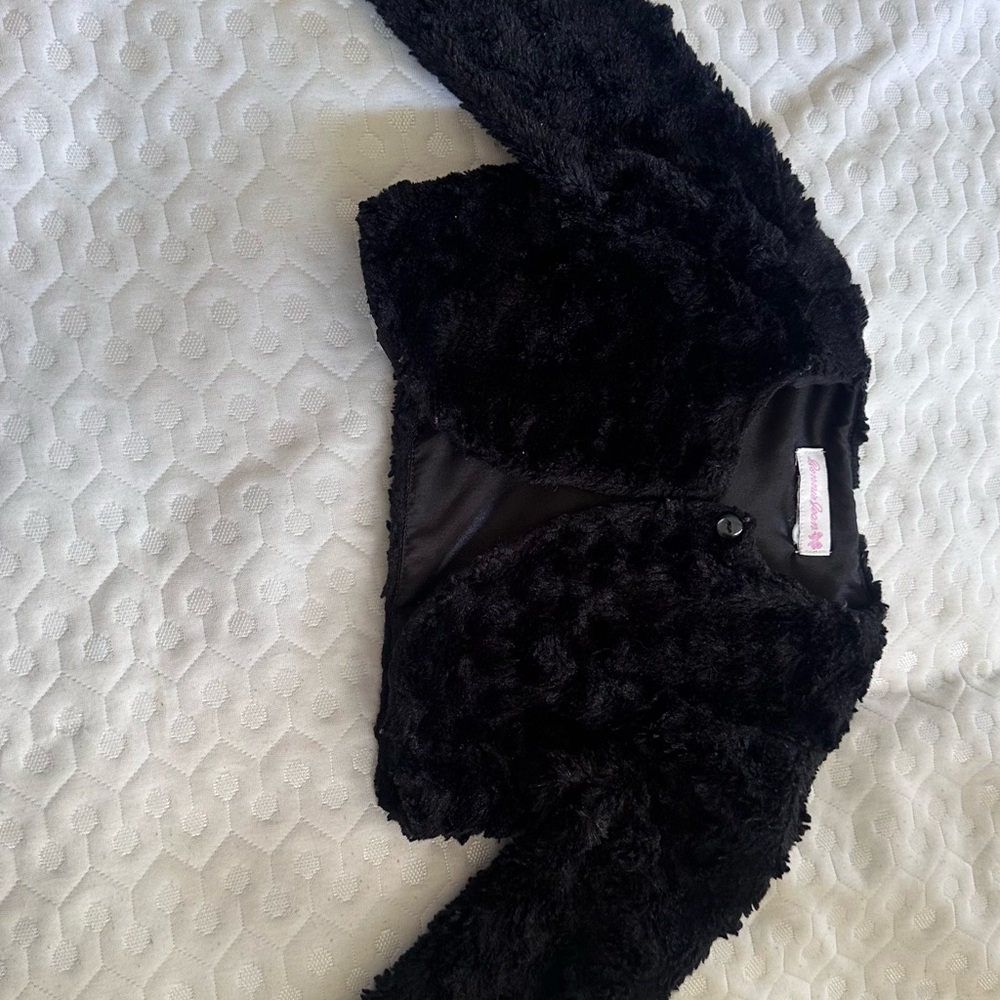 Bonnie Jean Black Faux Fur Cape